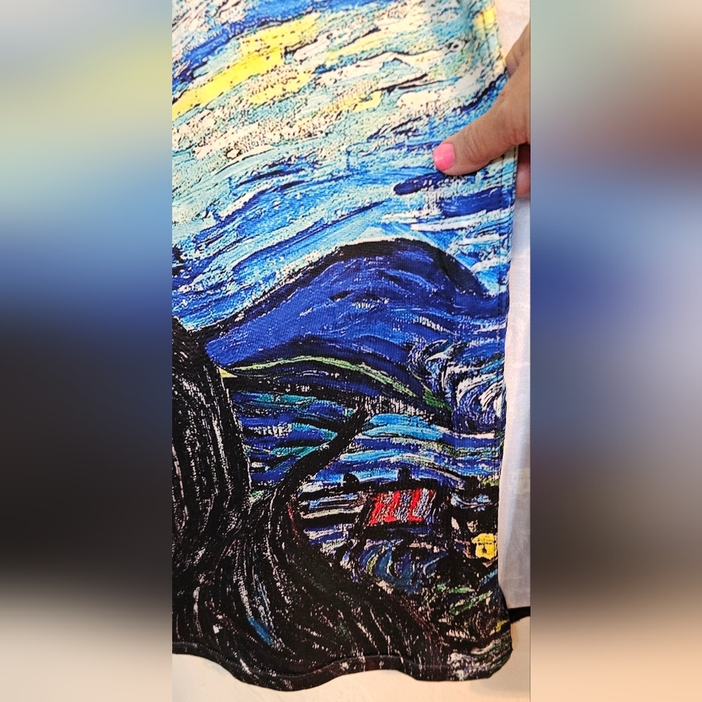 Van Gogh Starry Night Kimono Depiction Liquid Knit 4XL - Picture 3 of 5